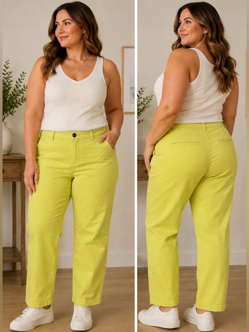 425 Boden Lime Green Cropped Chino Pants 16R Stretch Straight Leg Preppy Spring